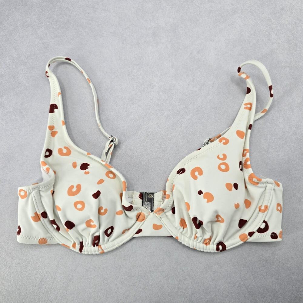 White Print Padded Sports Active Bra Beach Bikini Bralette‎ Swim Top S Small